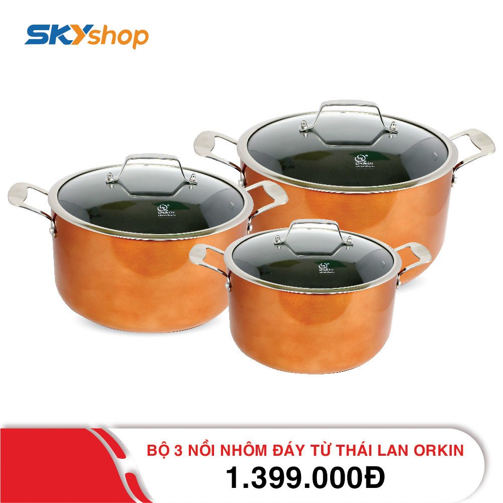 Bộ 3 Nồi Nhôm Đáy Từ Thái Lan Orkin