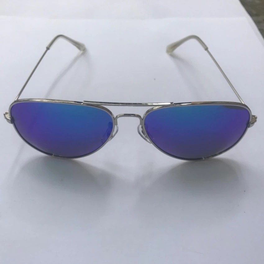 Kính mát thời trang kiểu phi công mắt xanh gọng kim loại bạc Sammy W3026 (Bạc)