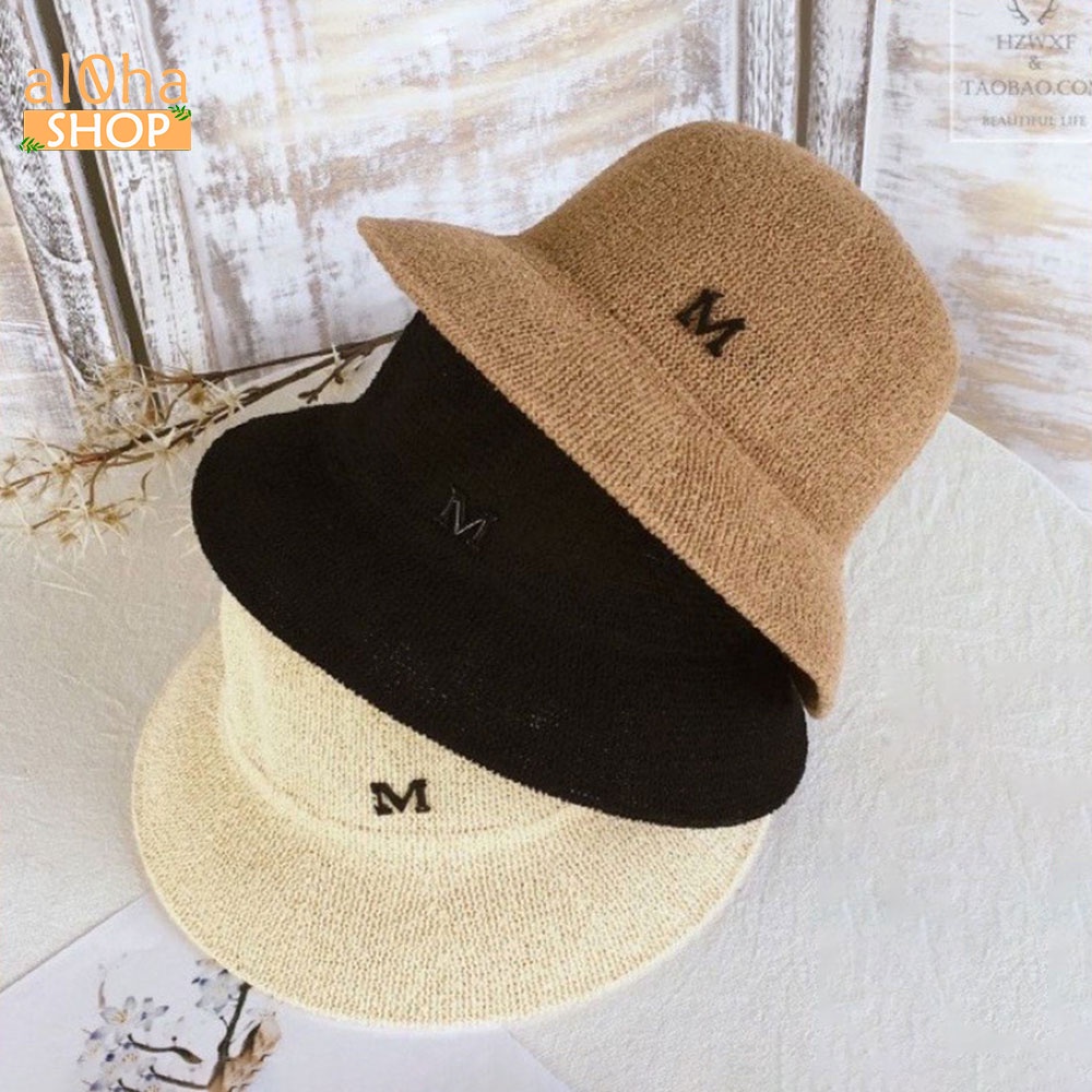 Mũ cói chữ M - nón cói vành nhỏ chống nắng, đi biển phong cách Hàn - al0ha Shop