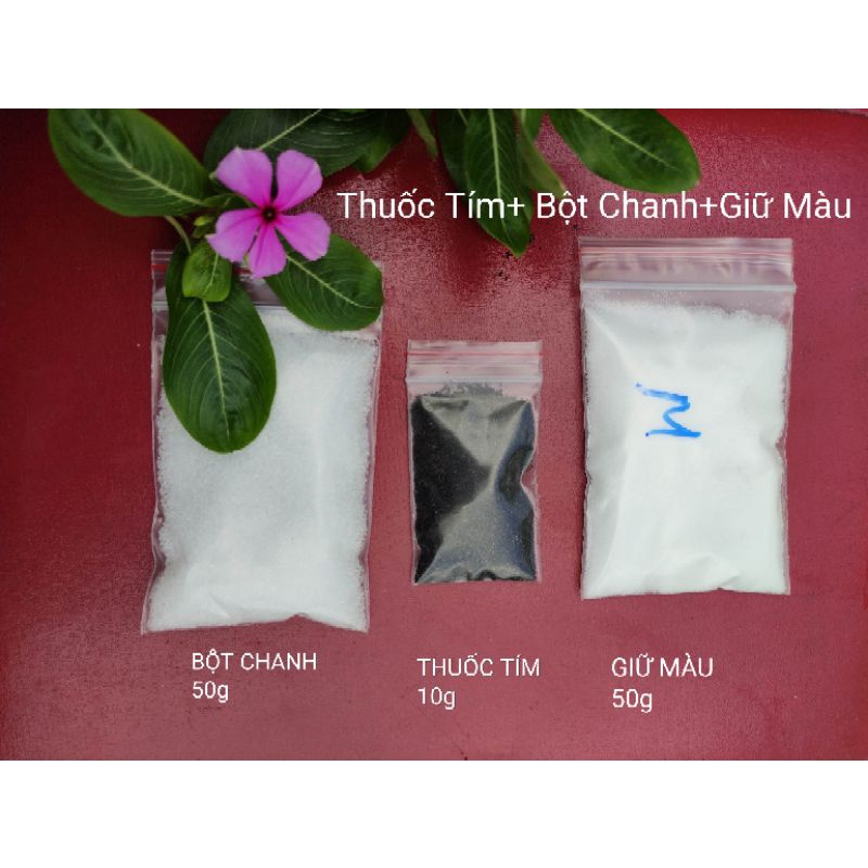 Combo Bộ tẩy mốc,ố vàng Thuốc Tím + Bột Chanh + Bột giữ màu