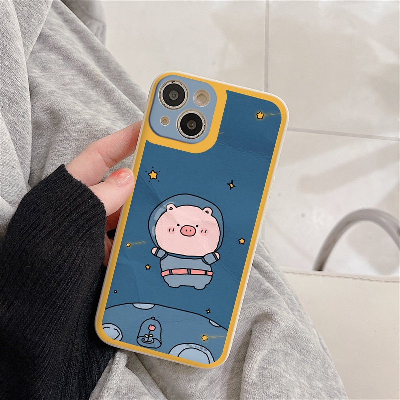 Ốp iphone cạnh vuông Heo hồng trong vũ trụ cho ip 6/8/7/plus/x/xr/xsmax/12 pro max/11pro max/13 pro max-nt007