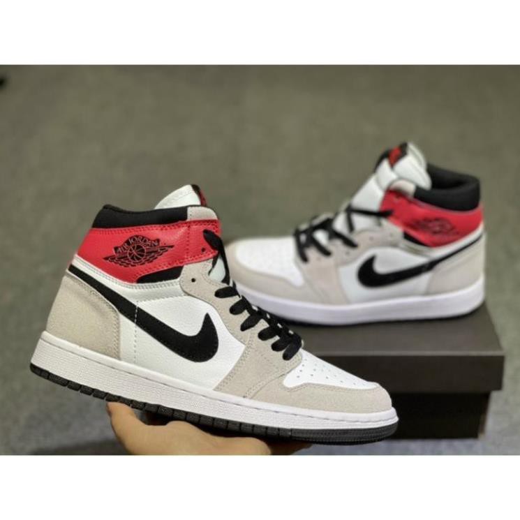 [Xả] [SneeKeezz] Giày thể thao AIR JORDAN 1 Retro High Light Smoke Grey xám tai đỏ cao cổ [Sẵn Hàng] " : ,