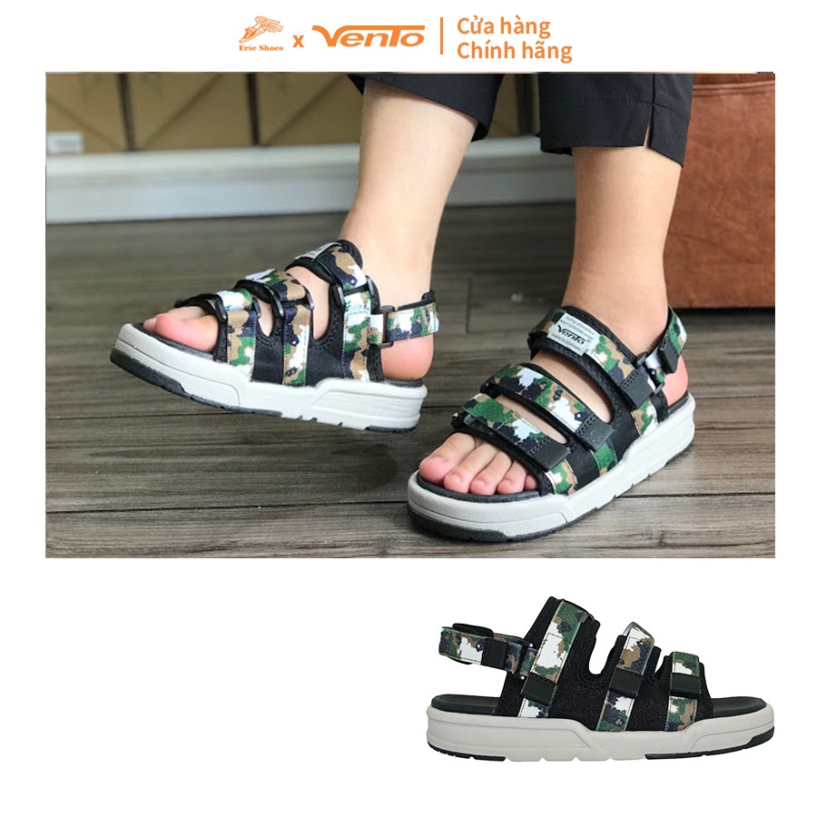 Sandal Vento chính hãng nam nữ SD-1001 màu xanh lá rằn ri, Dép quai sau tháo rời không gây mùi, đi học