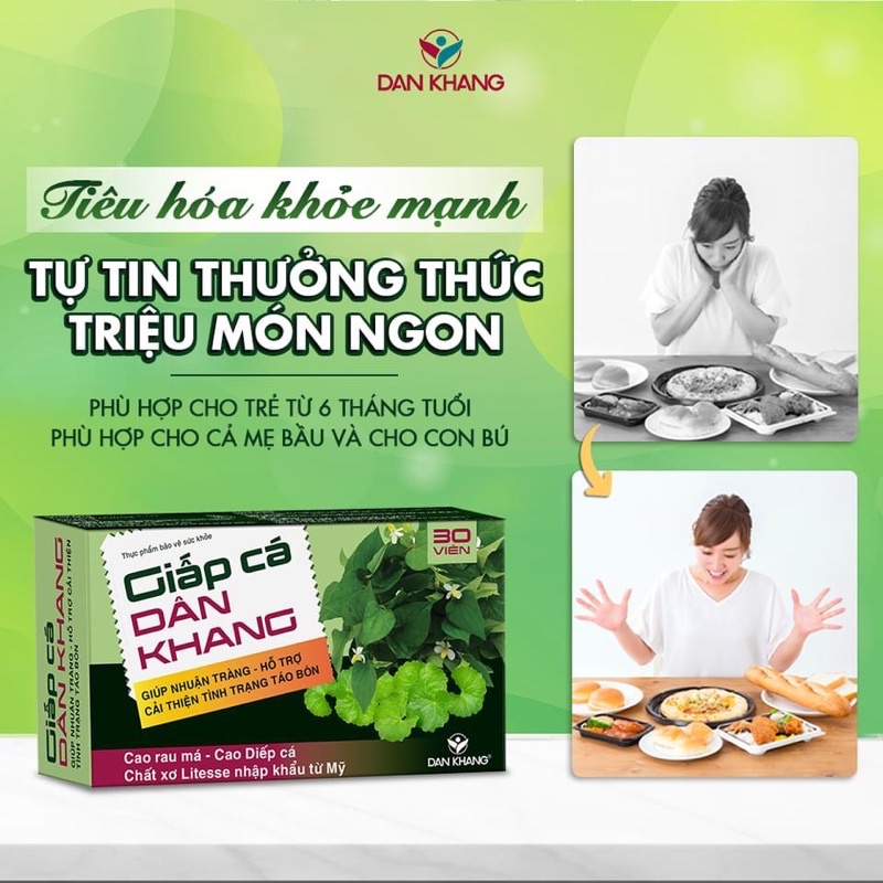 Viên Giấp Cá Dân Khang Giảm Táo Bón Và Trĩ Nội Trĩ Ngoại Hộp 3 vỉ x 10 viên