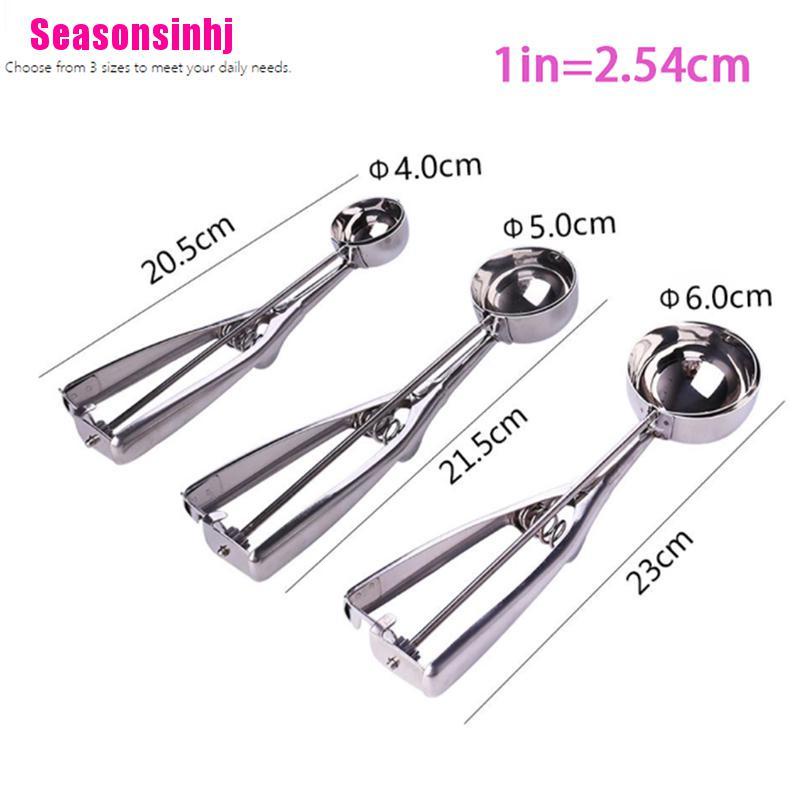 【Seasonsinhj】Stainless Steel Mechanical Ice Cream Scoop | Melon Baller, Cookie