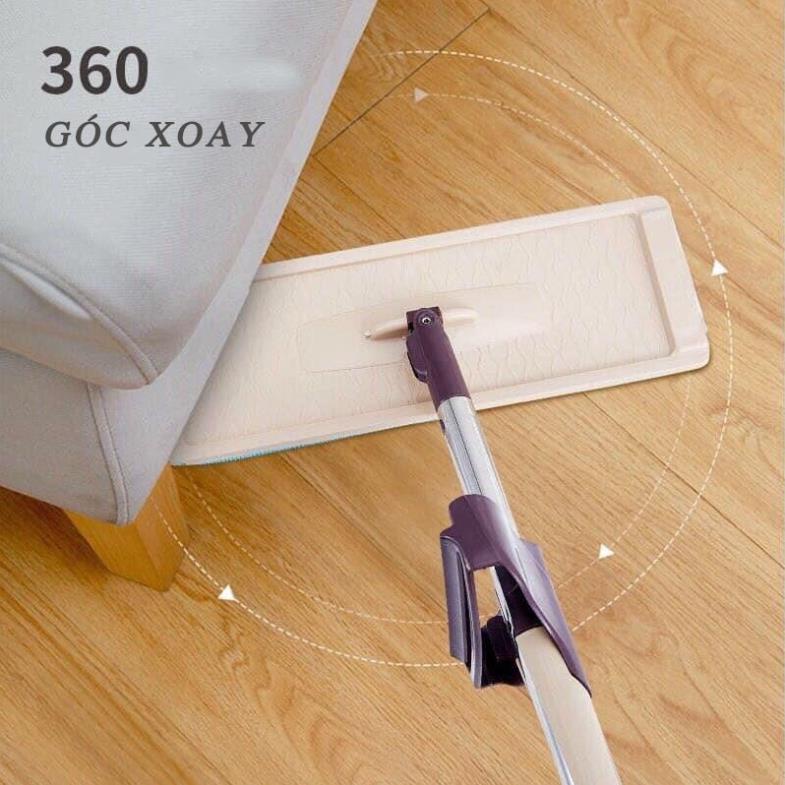 Cây lau nhà tự vắt phẳng thông minh xoay 360 độ (2 bông lau)