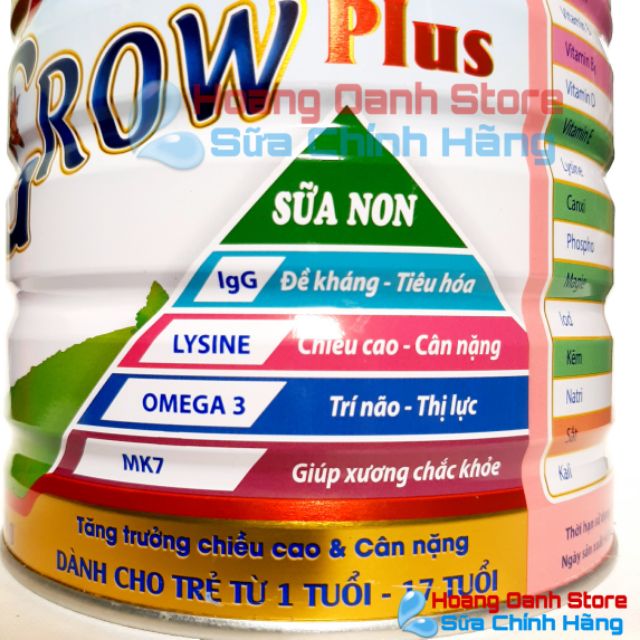 Sữa GROW PLUS 900G GoldMilk - Tăng cân - Phát triển chiều cao cho bé - Phát triển trí não - SỮA NON