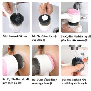 Cọ rửa mặt và massage 2 đầu silicon siêu mềm