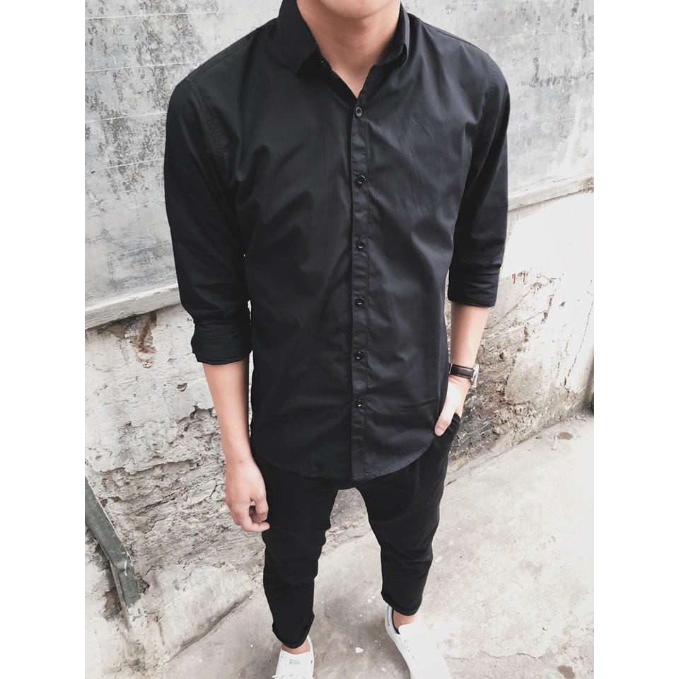 Áo Sơ Mi Nam Trắng Trơn Dài Tay Ôm Sát Người | BigBuy360 - bigbuy360.vn