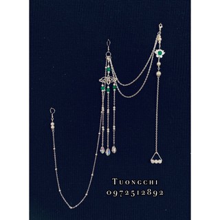 Dây chuyền cổ phục - Sen ngọc lục bảo M2