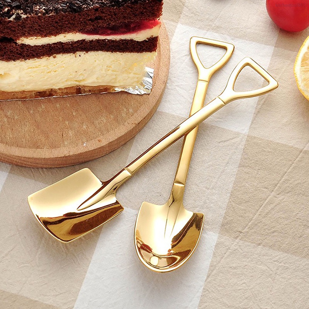 Muỗng Múc Kem Bằng Thép Không Gỉ Màu Vàng Kim Có Thể Tái Sử Dụng Cho Nhà Bếptool01