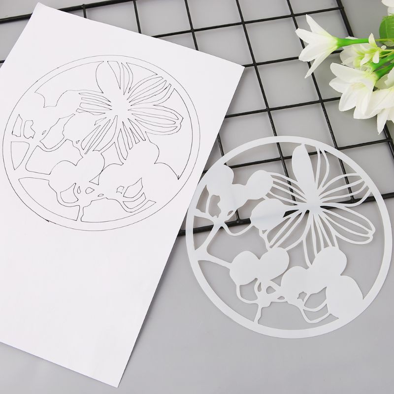 Set 8 khuôn vẽ hình tròn có họa tiết nghệ thuật bằng nhựa làm đồ thủ công sáng tạo cho trẻ em