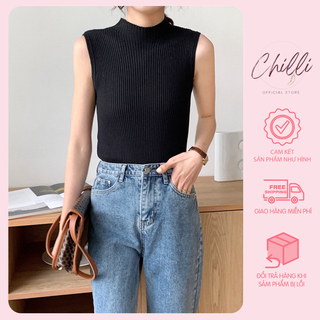 Áo sát nách cao cổ len tăm basic Quảng Châu P615