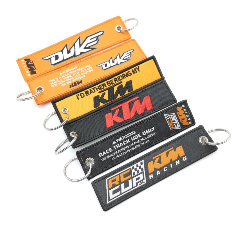 Móc chìa khóa vải 13x3cm thêu chữ KTM Duke Ready to Race