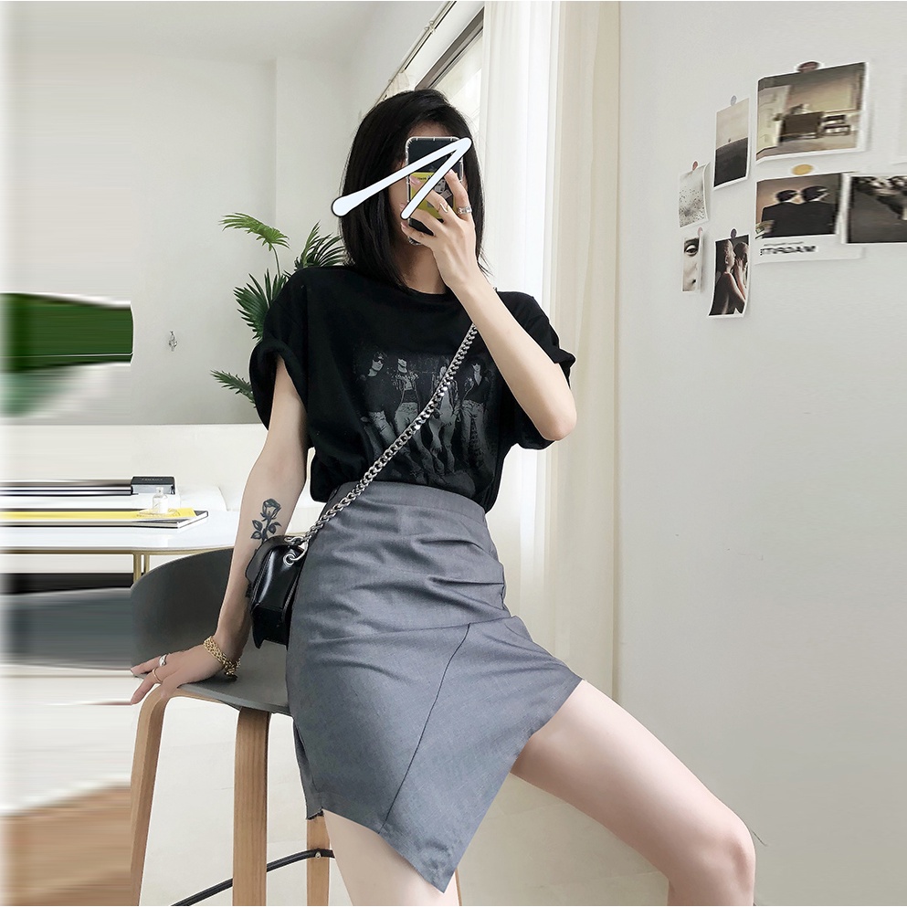 Chân Váy Vạt Chéo Nhún Cạp Cao Cấp Trơn Màu Vạt Tua Rua Trẻ Trung Phong Cách Thời Trang Sugal CV NU 010V2