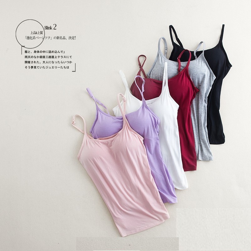 Áo hai dây có đệm ngực chất cotton lạnh co giãn 4 chiều