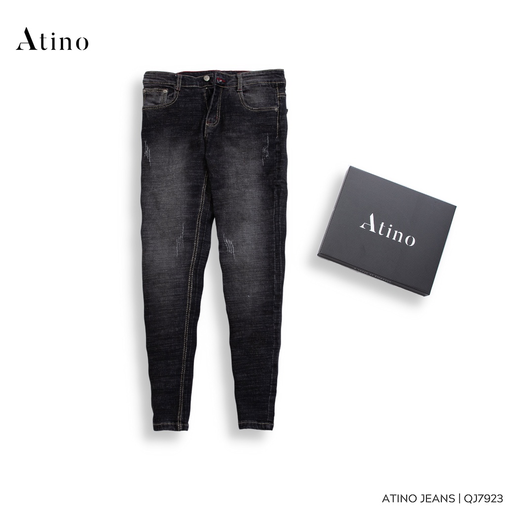 Quần Jean Nam Đen Cào ATINO Chất Liệu Jean Pha Spandex Form Slim-Fit QJ7923 | BigBuy360 - bigbuy360.vn