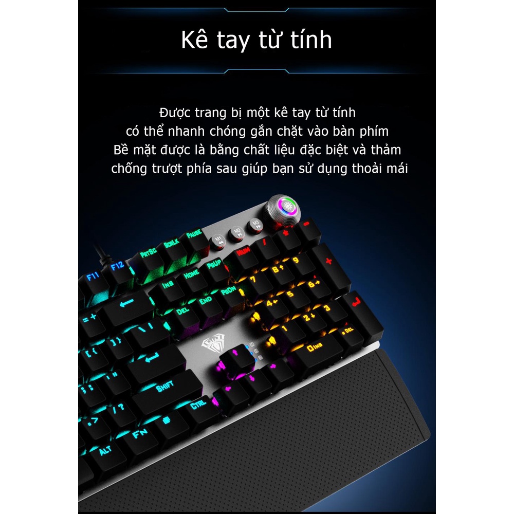 [Mã ELHAMS5 giảm 6% đơn 300K] Bàn phím cơ gaming có dây trục xanh full size F2088