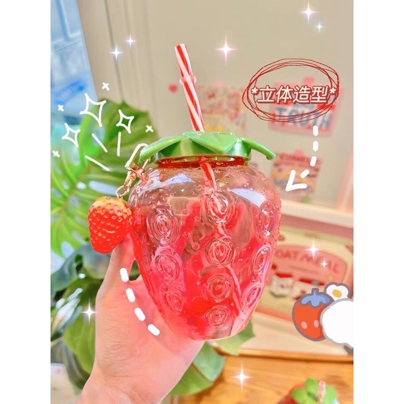 Ưu đãi lớn khi mua từ 2 sản phẩm❤❤Bình nước dâu tây ❤❤❤dễ thương siêu cute cực hót