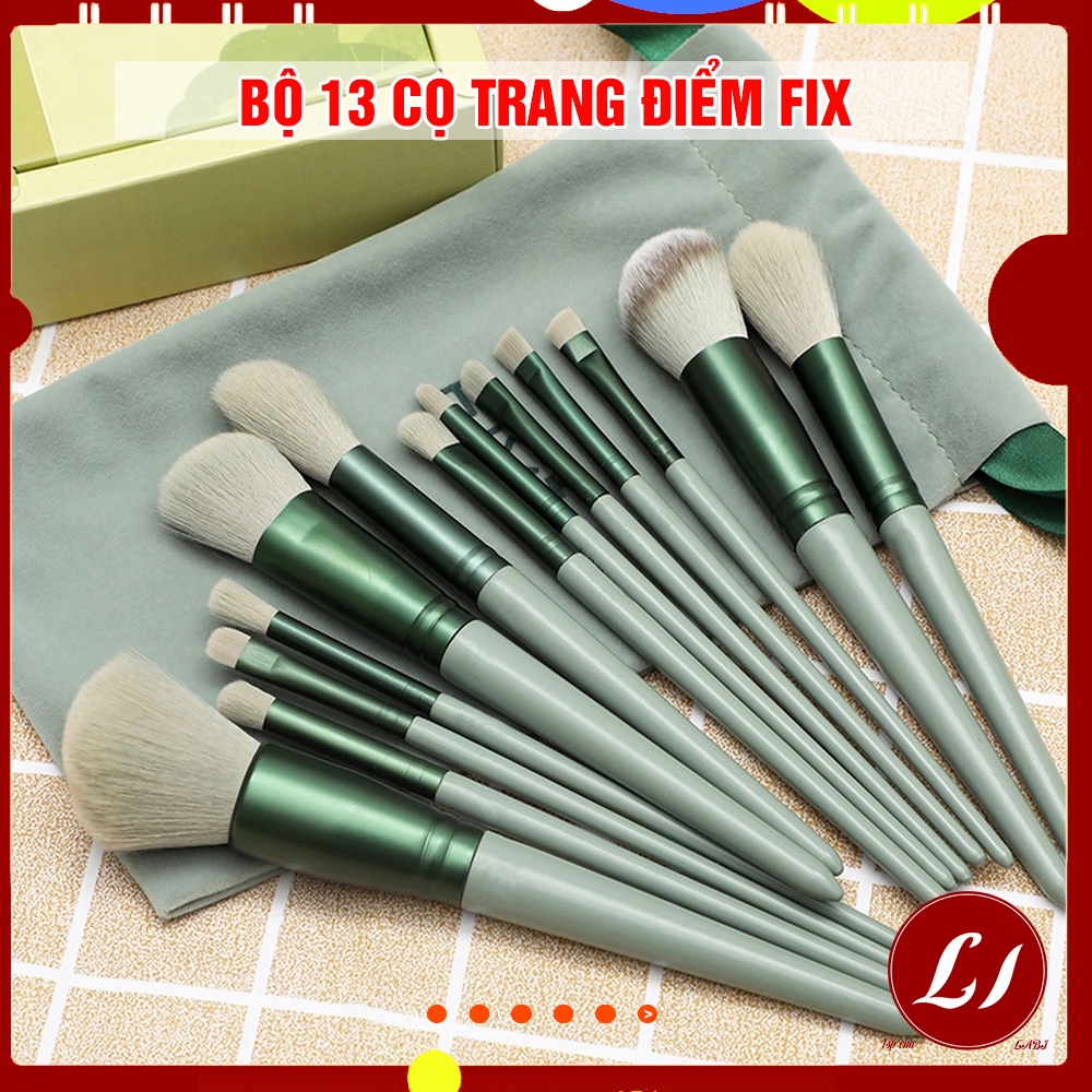 Bộ cọ trang điểm FIX 13 cây tiện lợi, màu nhã nhặn (MÀU XANH)- không hộp