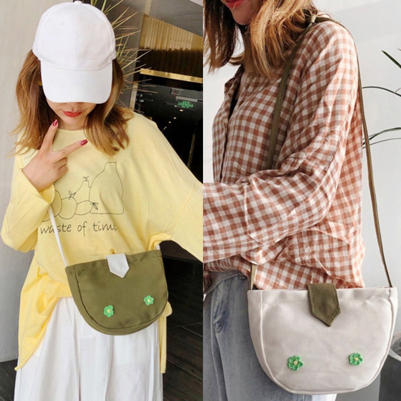 Túi vải canvas đeo chéo phong cách thời trang cho phái nữ