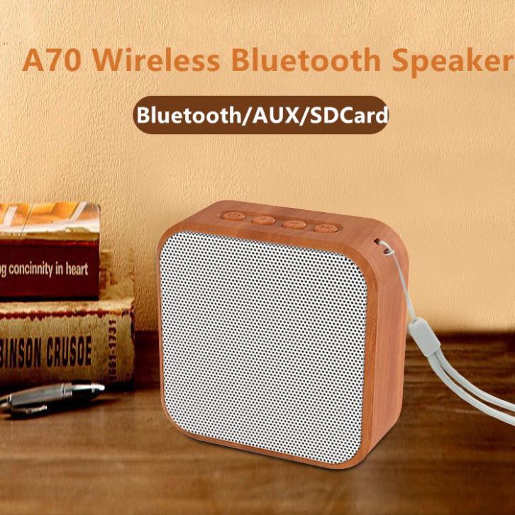 Loa Bluetooth Mini không dây vỏ gỗ A60 , Bass mạnh, Pin trâu -DC3547