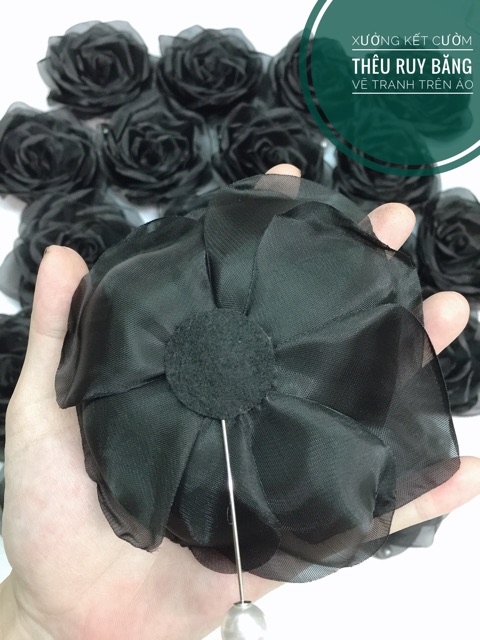 [Mã FATET20Cài áo hoa hồng voan mỹ handmade size 12cm