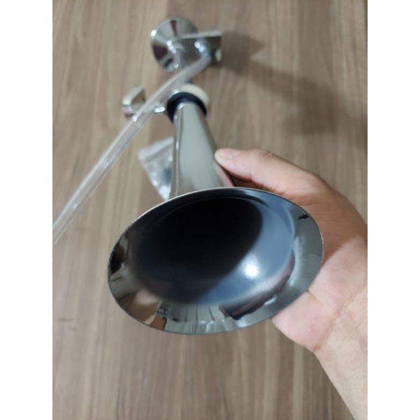 Bộ còi sinh hơi 45cm inox trắng âm thanh chất. điện 12v và 24v