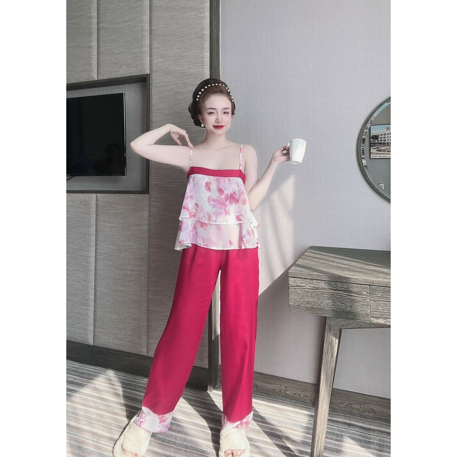 Bộ Đồ Ngủ Nữ SOJUN Vải Chiffon Dưới 65Kg