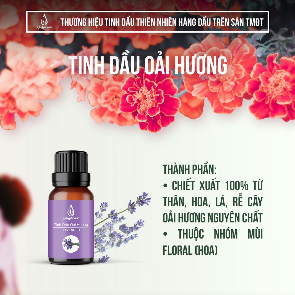 Tinh dầu Oải Hương thơm phòng, thư giãn Julyhouse 10ml