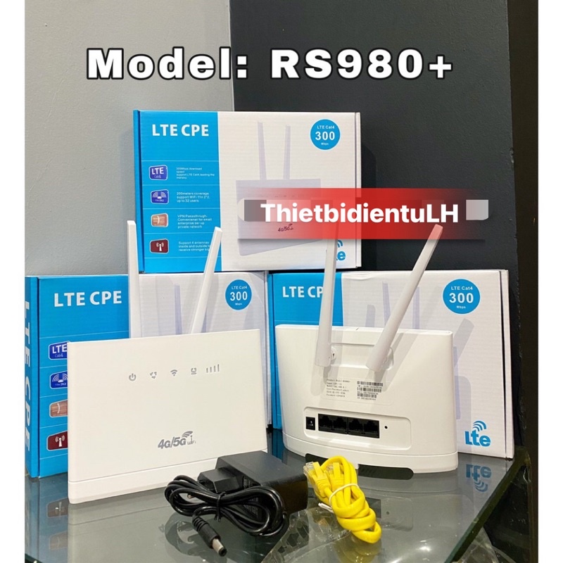 Bộ Phát Wifi 4G CPE RS980+, Tốc Độ 300Mb, Hỗ Trợ 2 Cổng LAN
