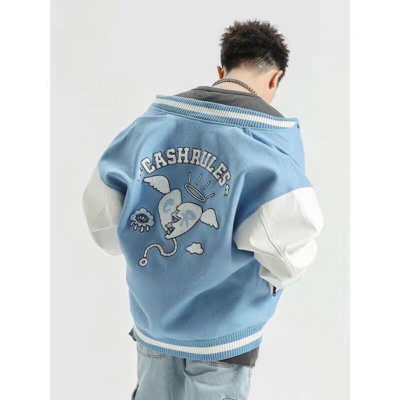 Áo Khoác Bomber Cashrule Nỉ Lót Dù Hình Thêu Form Rộng  unisex