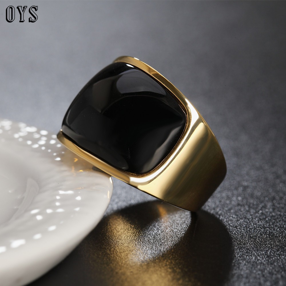 Nhẫn thép titan đính đá mắt mèo thời trang dành cho nam