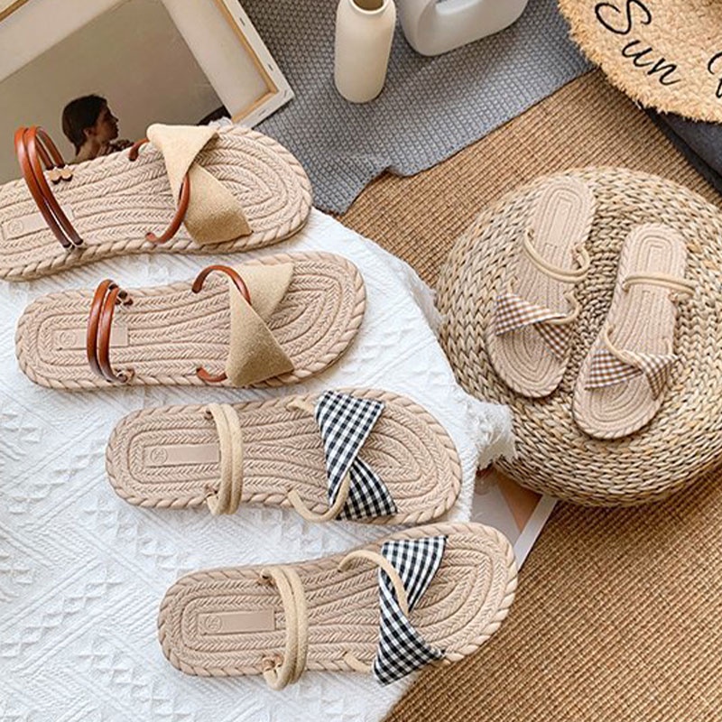 Dép sandal RENBEN hở ngón đế bằng phong cách Hàn Quốc thời trang xinh xắn dành cho nữ
