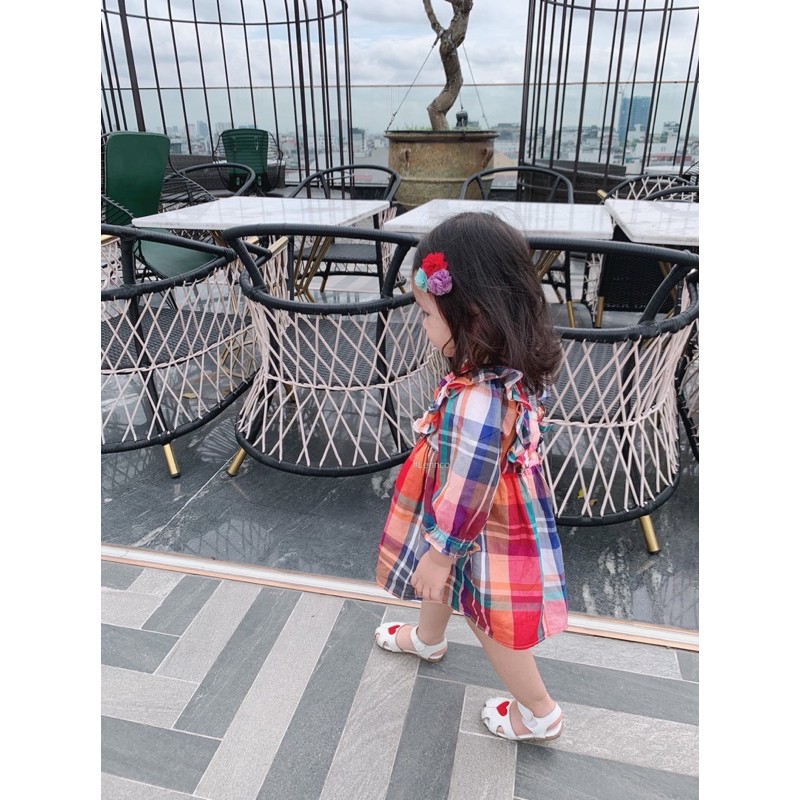 Váy kẻ bèo đáp ren Lennco cho bé gái