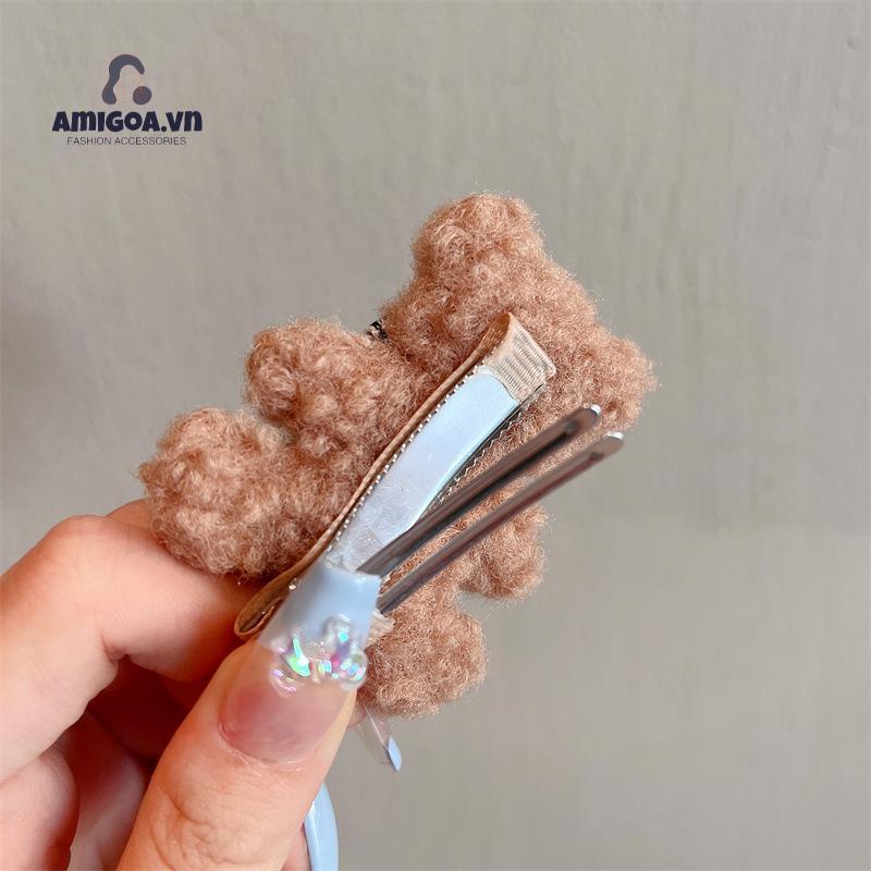 ✨✨Kẹp Tóc Đính Nơ Gấu Bông Dễ Thương Phong Cách Hàn Quốc Cho Nữ