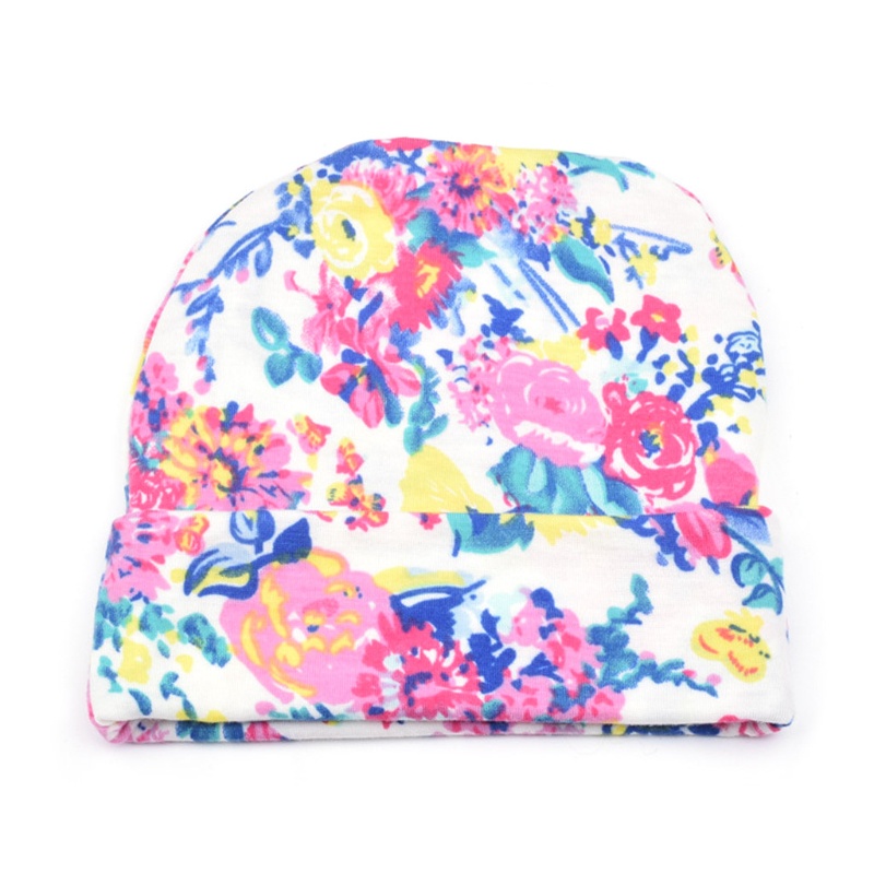 Mũ Beanie Cotton Dệt Kim In Họa Tiết Xinh Xắn Cho Bé Sơ Sinh