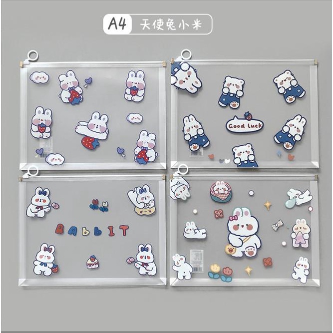 Túi Zip đựng hồ sơ, tài liệu, bài kiểm tra A4 hình thú siêu cute cho học sinh, văn phòng TUIZIPCUTE