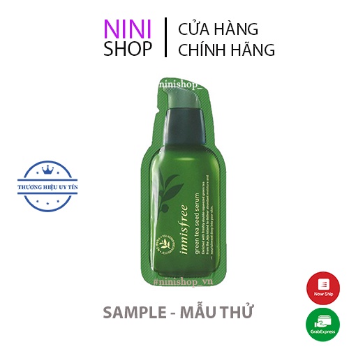 Gói Mẫu thử Tinh chất dưỡng ẩm từ trà xanh và dầu hạt trà xanh tươi Jeju Innisfree The Green Tea Seed Serum 1ml Sample