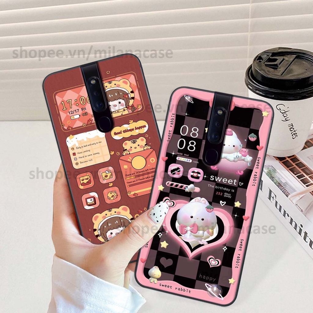 Ốp Oppo F11 / F11 Pro hình đồng hồ icon gấu mèo cute cực dễ thương ngộ nghĩnh