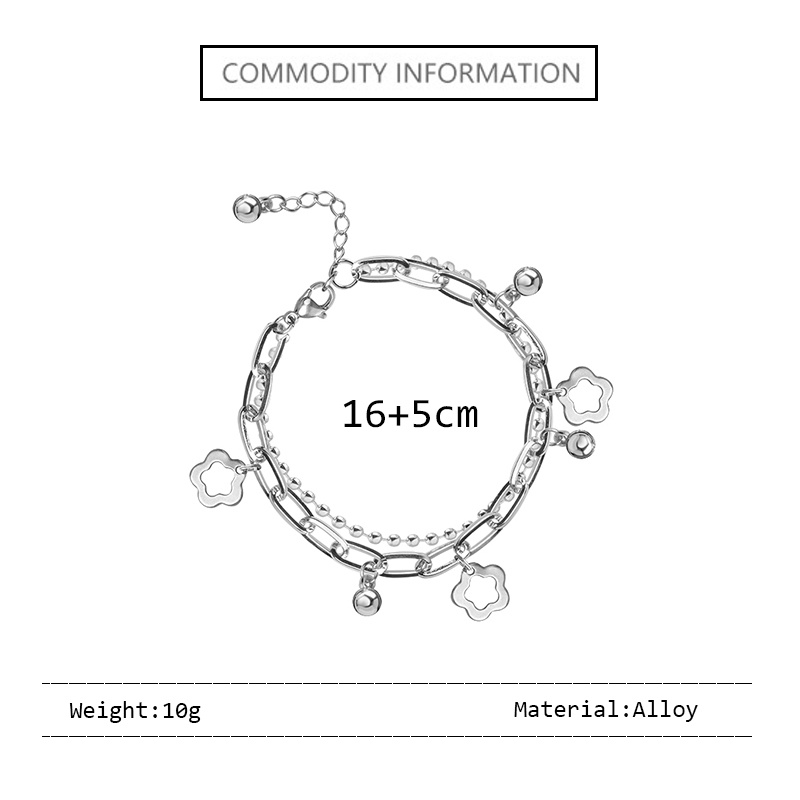 Vòng Tay Hai Lớp Bằng Thép Không Gỉ Hình Hoa Phong Cách Hàn Quốc