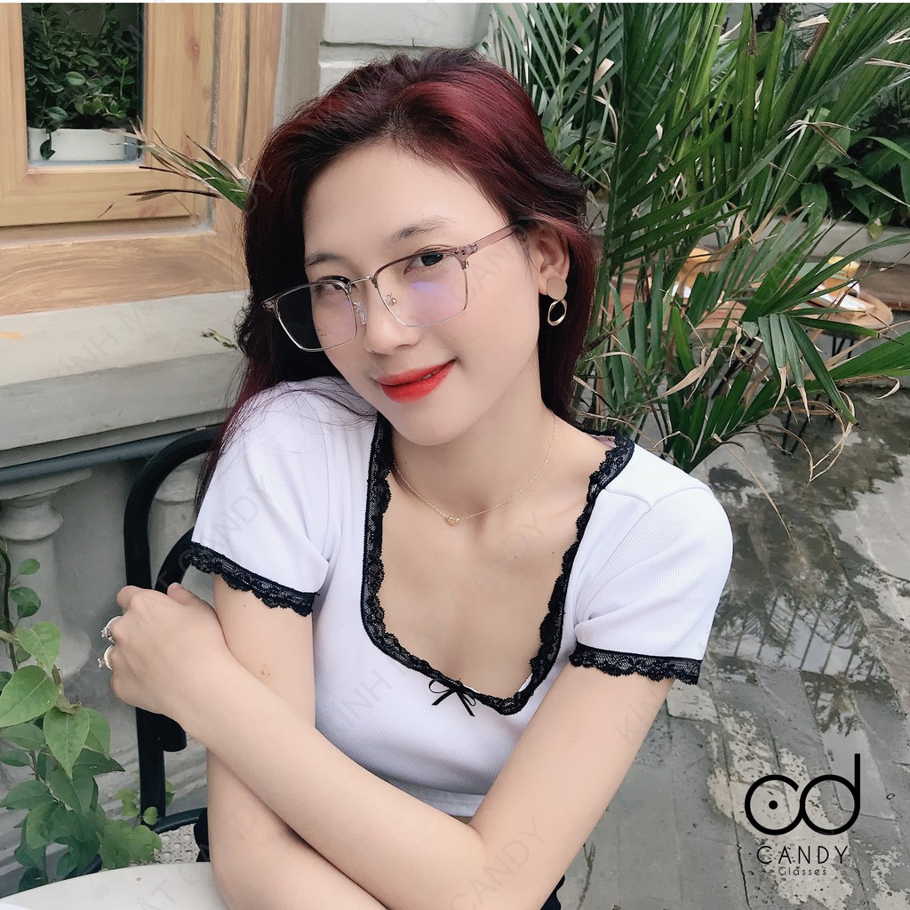 Gọng kính cận vuông kim loại 2723 – Kính mắt Candy