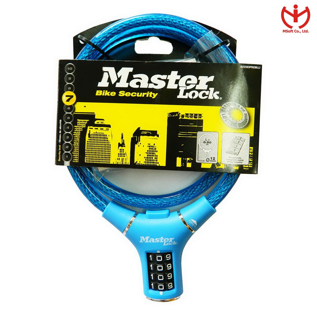 [Hỏa tốc HCM] Khóa dây xe đạp 4 số Master Lock 8229 EURD dài 0.9m x 12mm - MSOFT