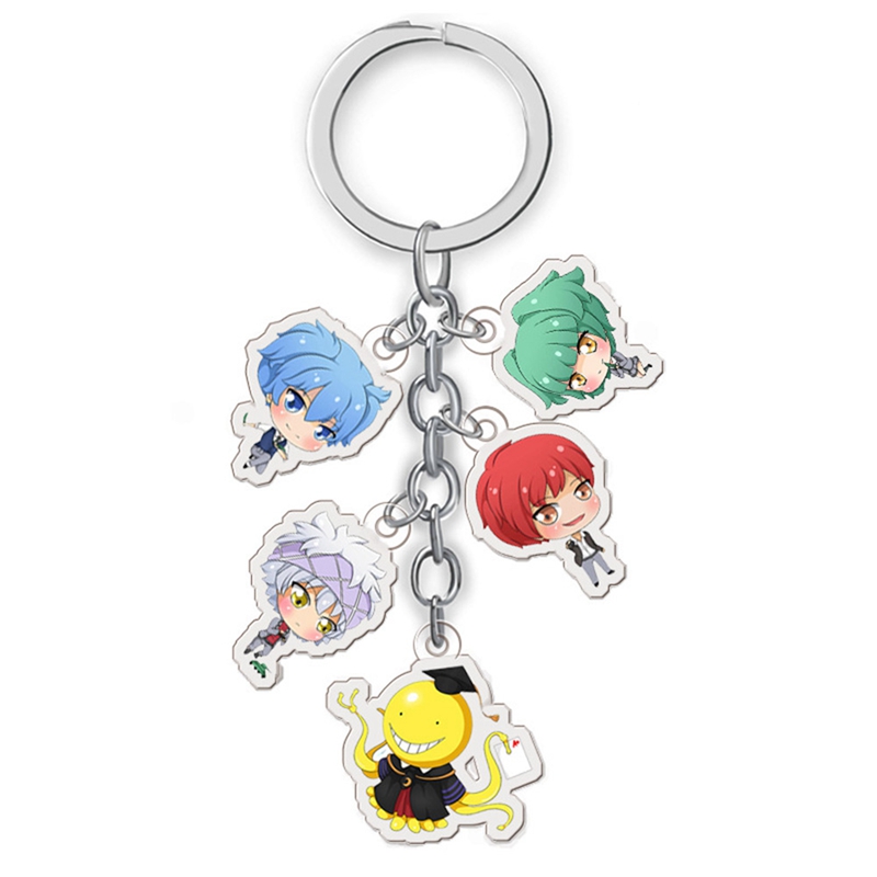 Anime Assassination Classroom Ansatsu Kyoushitsu Koro Sensei Keychain Acrylic Pendant Anime Accessories Cartoon Key Ring-In Key Chains