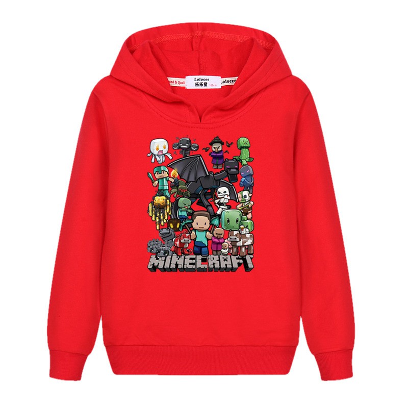 Áo khoác hoodie tay dài in hình minecraft thời trang mùa đông dành cho bé trai 2022