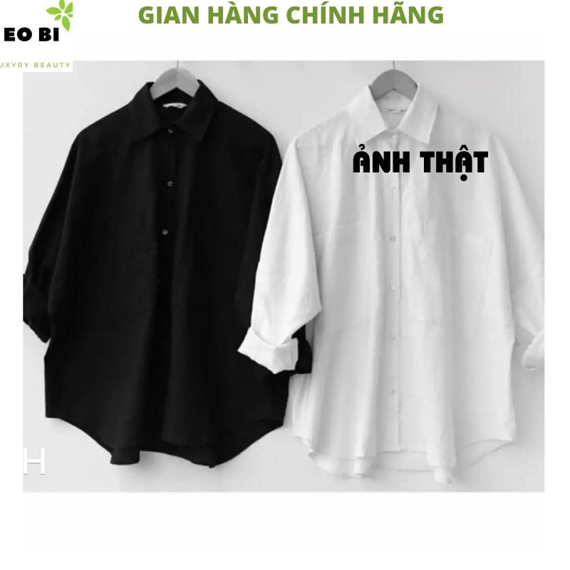 Áo sơmi unisex 2 mầu đen trắng túi hộp form rộng cực xinh ulzzang vintage -EOBI