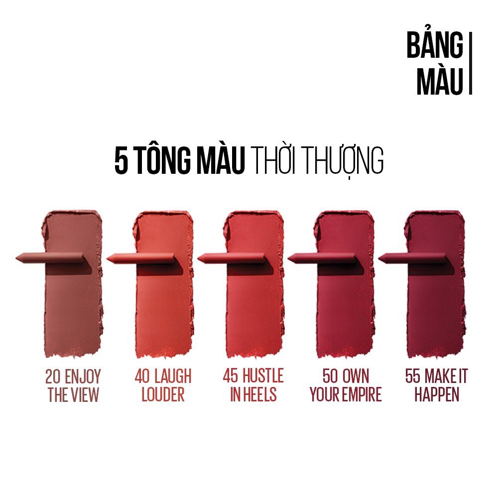 Son Bút Chì Mịn Lì Maybelline 8H Lâu Trôi Super Stay Ink Crayon 45 Hustle In Heels Đỏ Cánh Hồng 1.2g