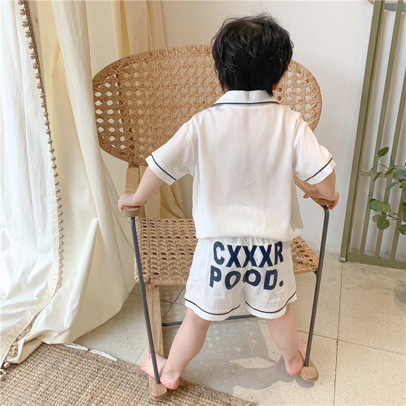 Bộ ngủ lụa cộc tay cho bé trai và bé gái, bộ ngủ pijama chữ cho bé từ 6-27kg