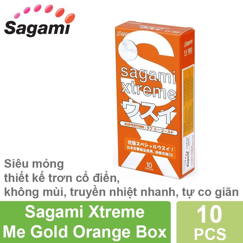 Bao Cao Su Sagami Love Me Orange - Siêu mỏng, tự co giãn (Hộp 10 Cái)