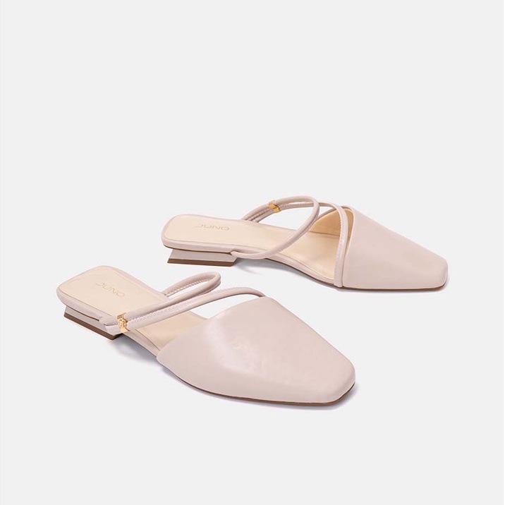 Giày Búp Bê Nữ Thời Trang 3cm JUNO Mũi Vuông Quai Bất Đối Xứng BB03080